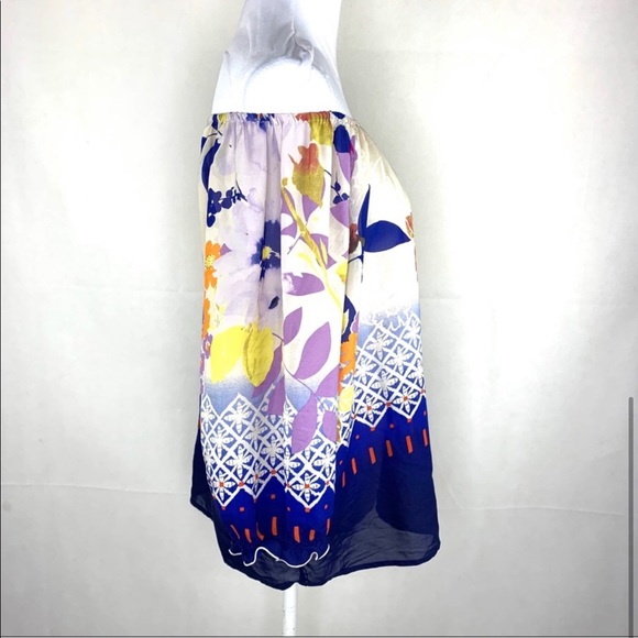 Fei Anthropologie Floral Foliage Off Shoulder Silk Top - Picture 5 of 13